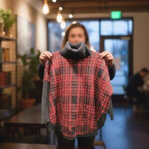 LOFT Plaid Poncho Sweater